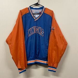 Vintage New York Knicks Chalk Line Pullover Jacket Blue Size L Unisex NBA
